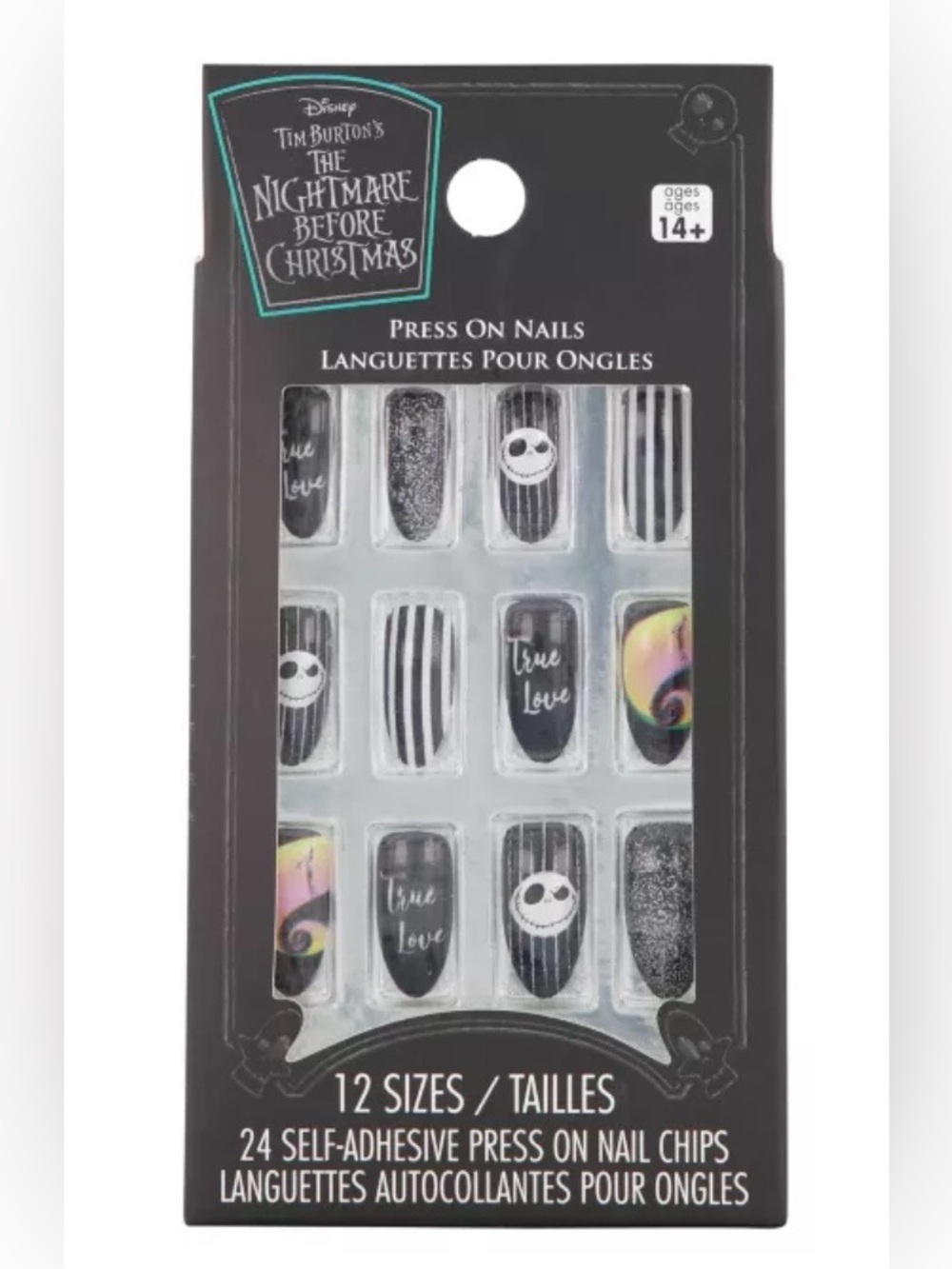 NEW Disney Tim Burton NIGHTMARE BEFORE CHRISTMAS Jack Skellington Press-On Nails